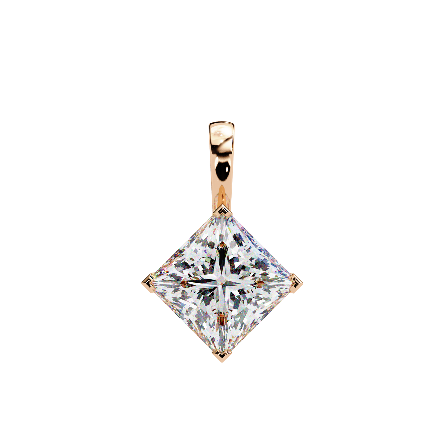 2.90 CT Princess-Cut Lab-Grown Diamond Pendant Necklace in 14K Gold & Platinum