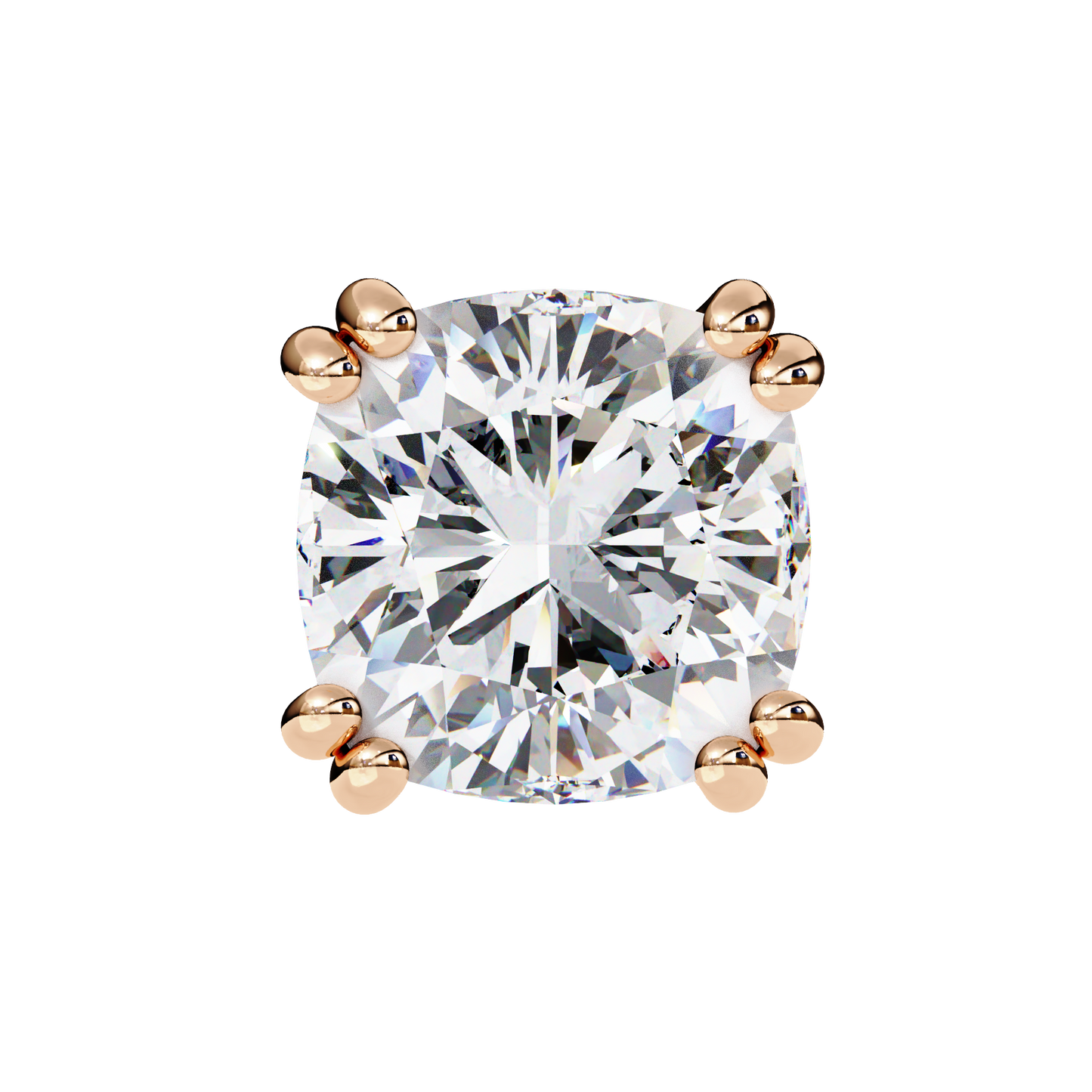 2.24 CTW Cushion-Cut Lab-Grown Diamond Double-Claw Stud Earrings in 14K Gold