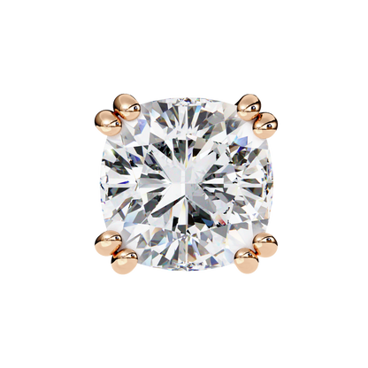 2.24 CTW Cushion-Cut Lab-Grown Diamond Double-Claw Stud Earrings in 14K Gold