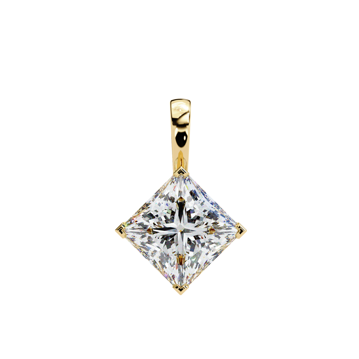2.90 CT Princess-Cut Lab-Grown Diamond Pendant Necklace in 14K Gold & Platinum