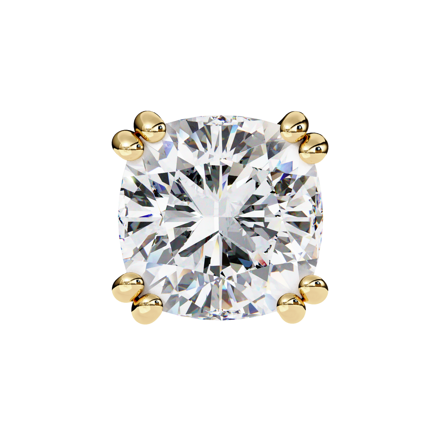 2.24 CTW Cushion-Cut Lab-Grown Diamond Double-Claw Stud Earrings in 14K Gold