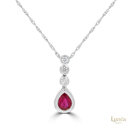 2 ct. Ruby & Diamond Bezel Pendant | Lab Grown | 14K Gold & Platinum