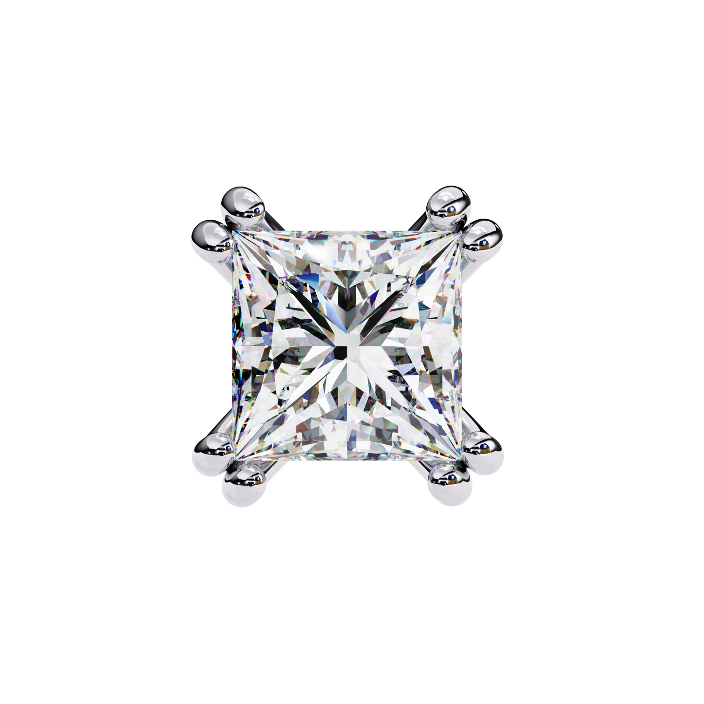 3.04 CTW Princess-Cut Lab-Grown Diamond Double-Claw Stud Earrings in 14K Gold