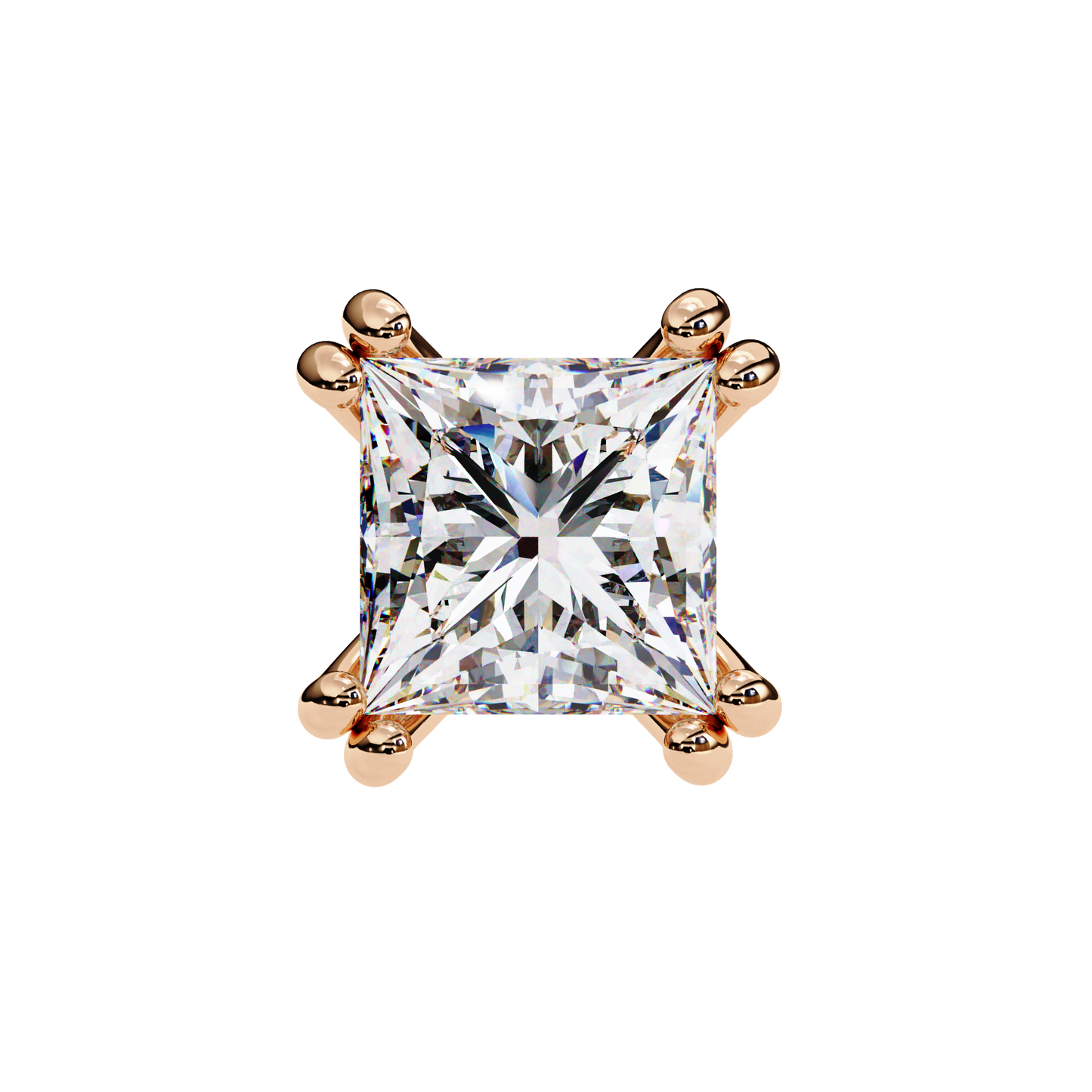 3.04 CTW Princess-Cut Lab-Grown Diamond Double-Claw Stud Earrings in 14K Gold