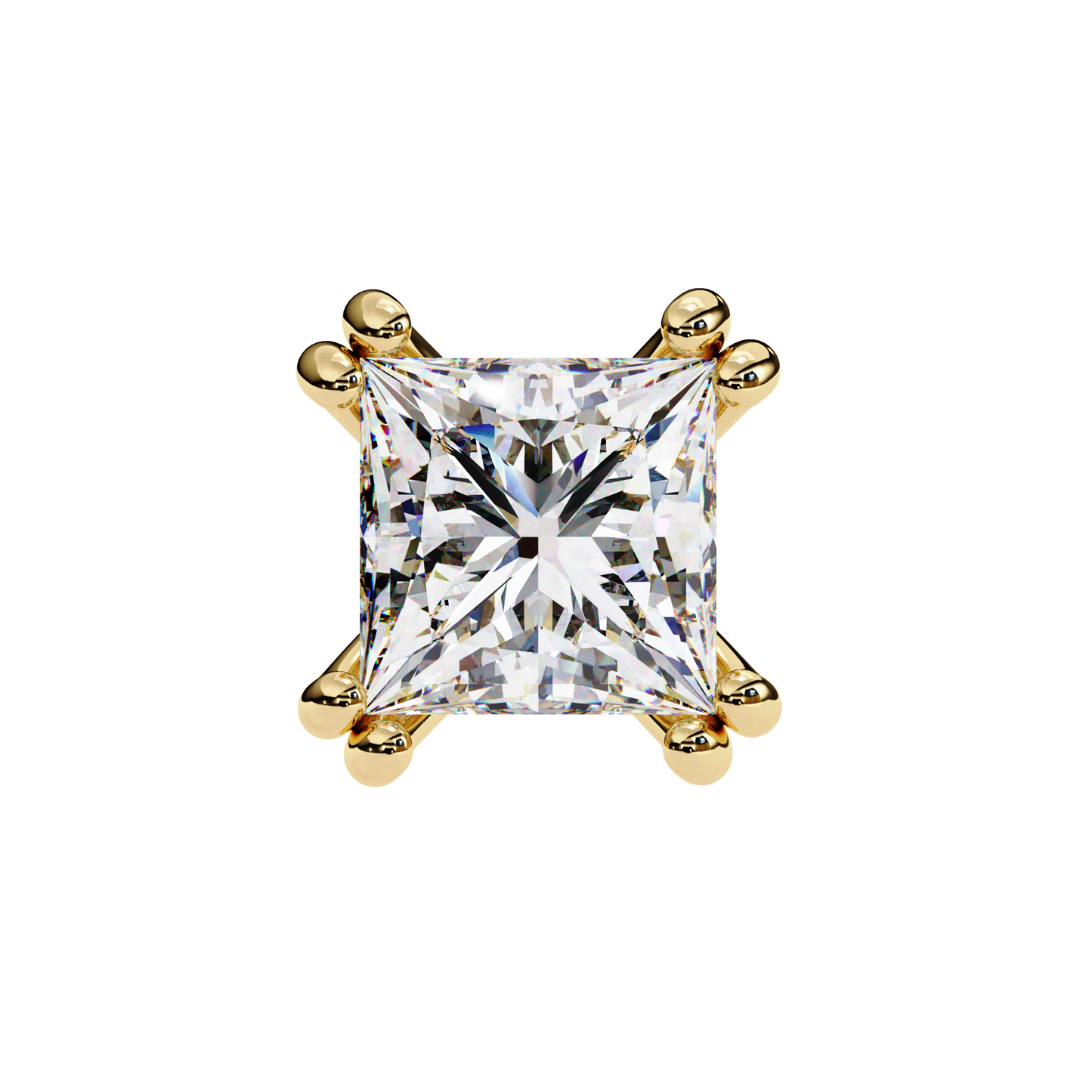 3.04 CTW Princess-Cut Lab-Grown Diamond Double-Claw Stud Earrings in 14K Gold