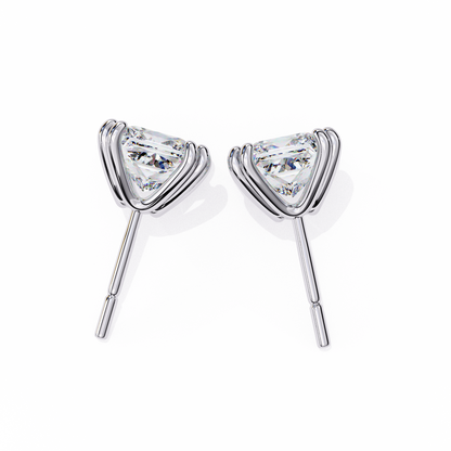 3.04 CTW Princess-Cut Lab-Grown Diamond Double-Claw Stud Earrings in 14K Gold