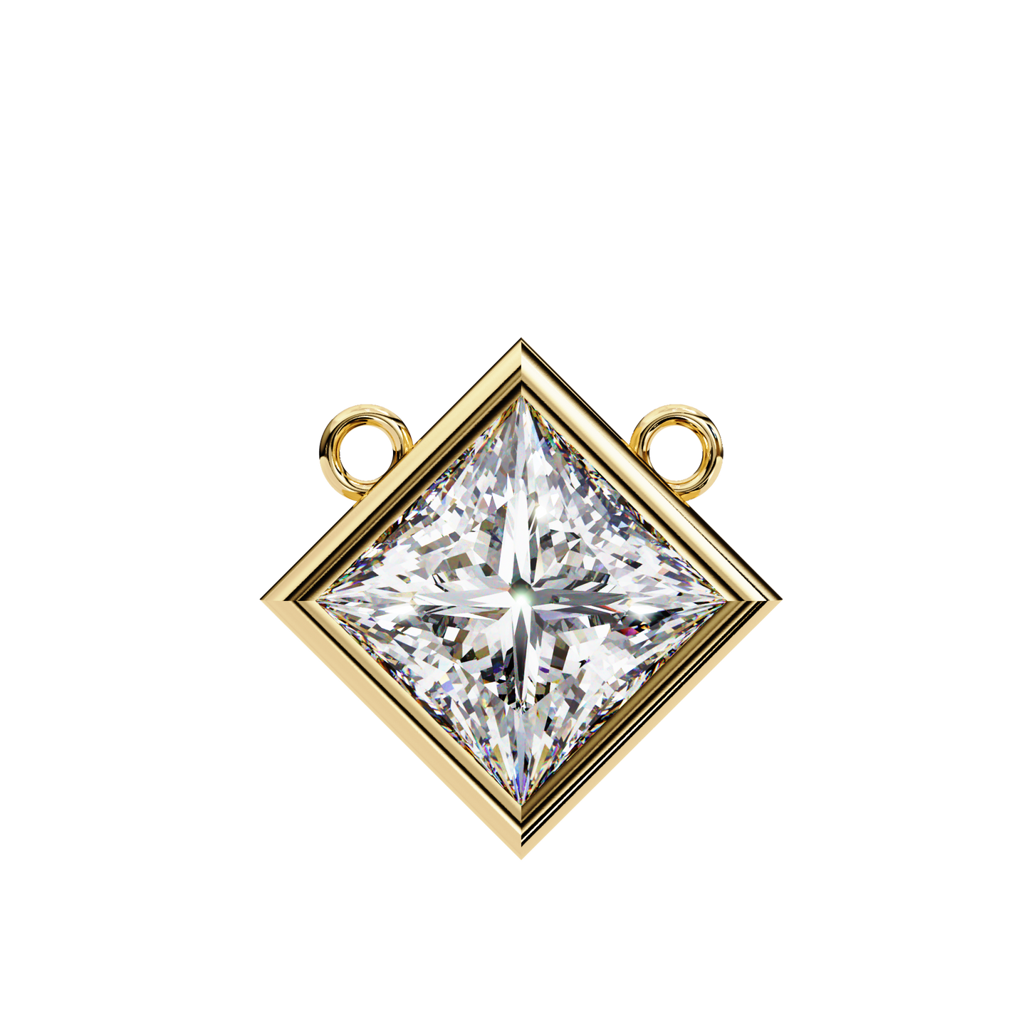 2.00 CT Princess-Cut Lab-Grown Diamond Bezel Pendant Necklace in 14K Gold & Platinum