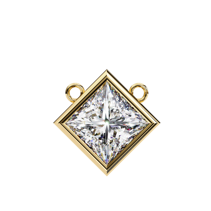 2.00 CT Princess-Cut Lab-Grown Diamond Bezel Pendant Necklace in 14K Gold & Platinum