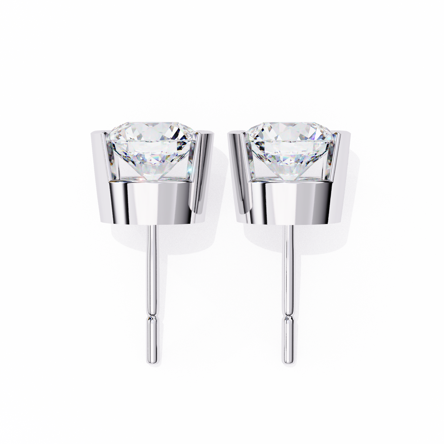 2.57 CTW Round Lab-Grown Diamond Semi-Bezel Stud Earrings in 14K Gold