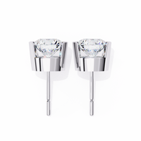 2.57 CTW Round Lab-Grown Diamond Semi-Bezel Stud Earrings in 14K Gold — product image 14