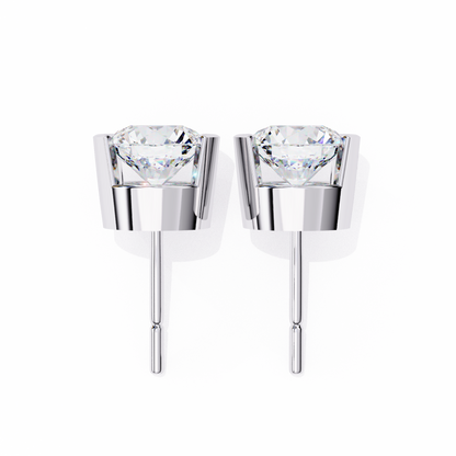 2.57 CTW Round Lab-Grown Diamond Semi-Bezel Stud Earrings in 14K Gold
