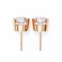 2.57 CTW Round Lab-Grown Diamond Semi-Bezel Stud Earrings in 14K Gold — product image 15