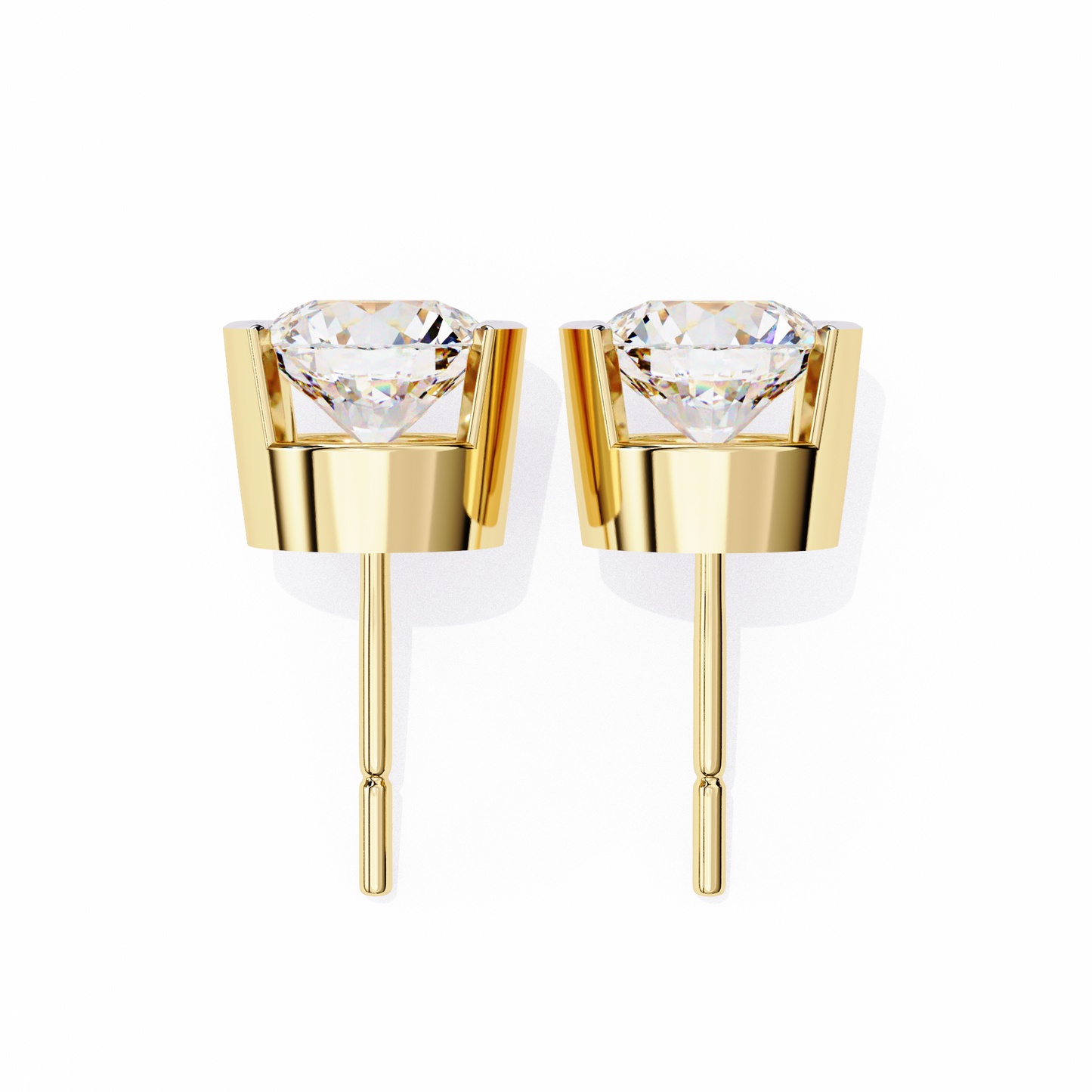 2.57 CTW Round Lab-Grown Diamond Semi-Bezel Stud Earrings in 14K Gold