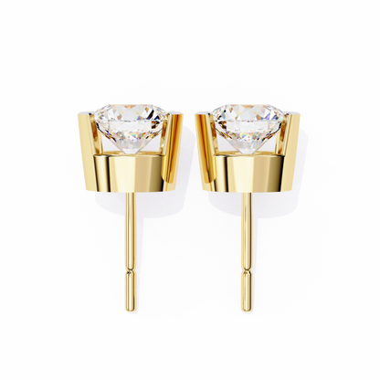 2.57 CTW Round Lab-Grown Diamond Semi-Bezel Stud Earrings in 14K Gold