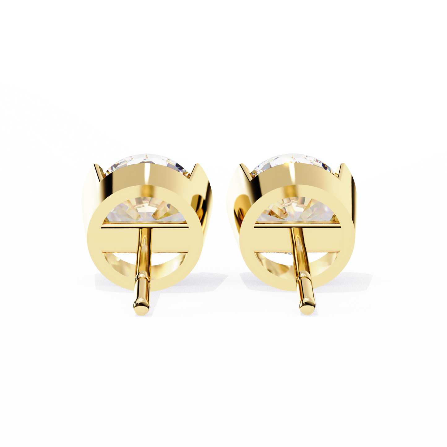 2.57 CTW Round Lab-Grown Diamond Semi-Bezel Stud Earrings in 14K Gold