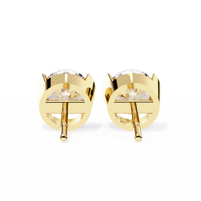 2.57 CTW Round Lab-Grown Diamond Semi-Bezel Stud Earrings in 14K Gold