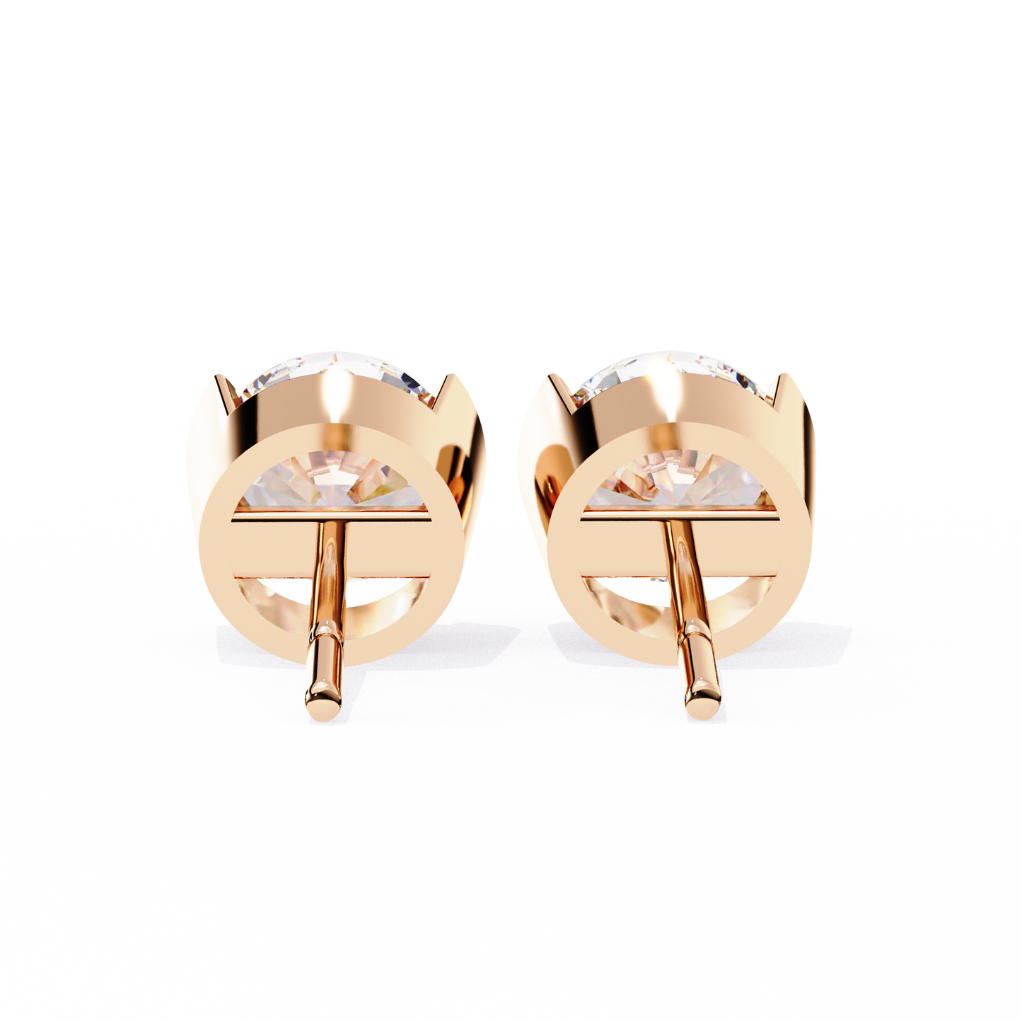 2.57 CTW Round Lab-Grown Diamond Semi-Bezel Stud Earrings in 14K Gold