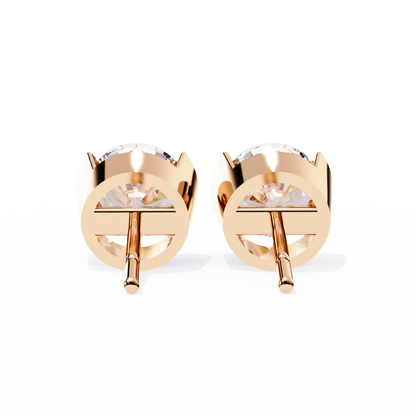 2.57 CTW Round Lab-Grown Diamond Semi-Bezel Stud Earrings in 14K Gold