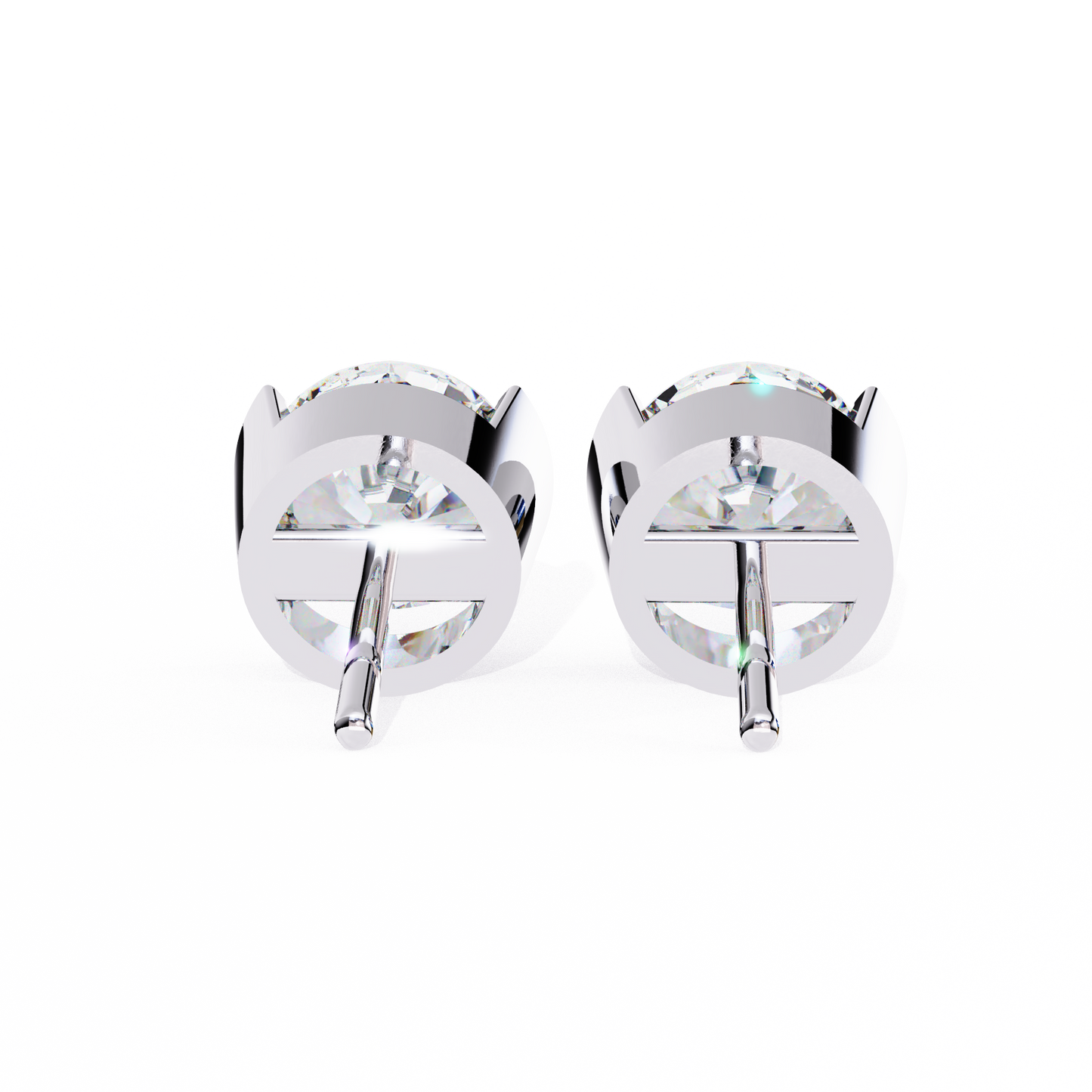 2.57 CTW Round Lab-Grown Diamond Semi-Bezel Stud Earrings in 14K Gold