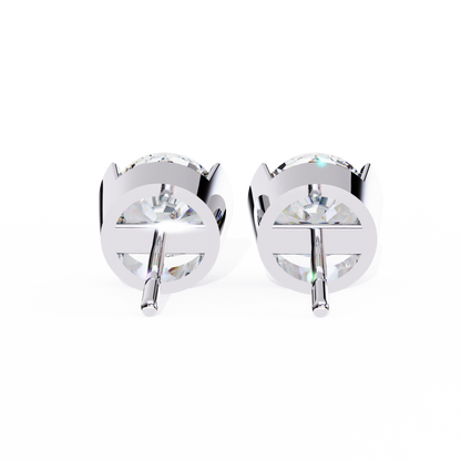 2.57 CTW Round Lab-Grown Diamond Semi-Bezel Stud Earrings in 14K Gold