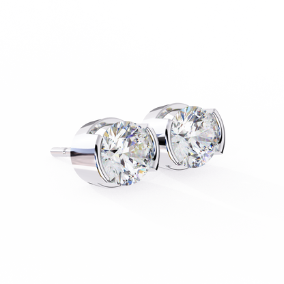 2.57 CTW Round Lab-Grown Diamond Semi-Bezel Stud Earrings in 14K Gold