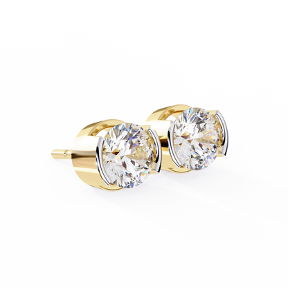 2.57 CTW Round Lab-Grown Diamond Semi-Bezel Stud Earrings in 14K Gold