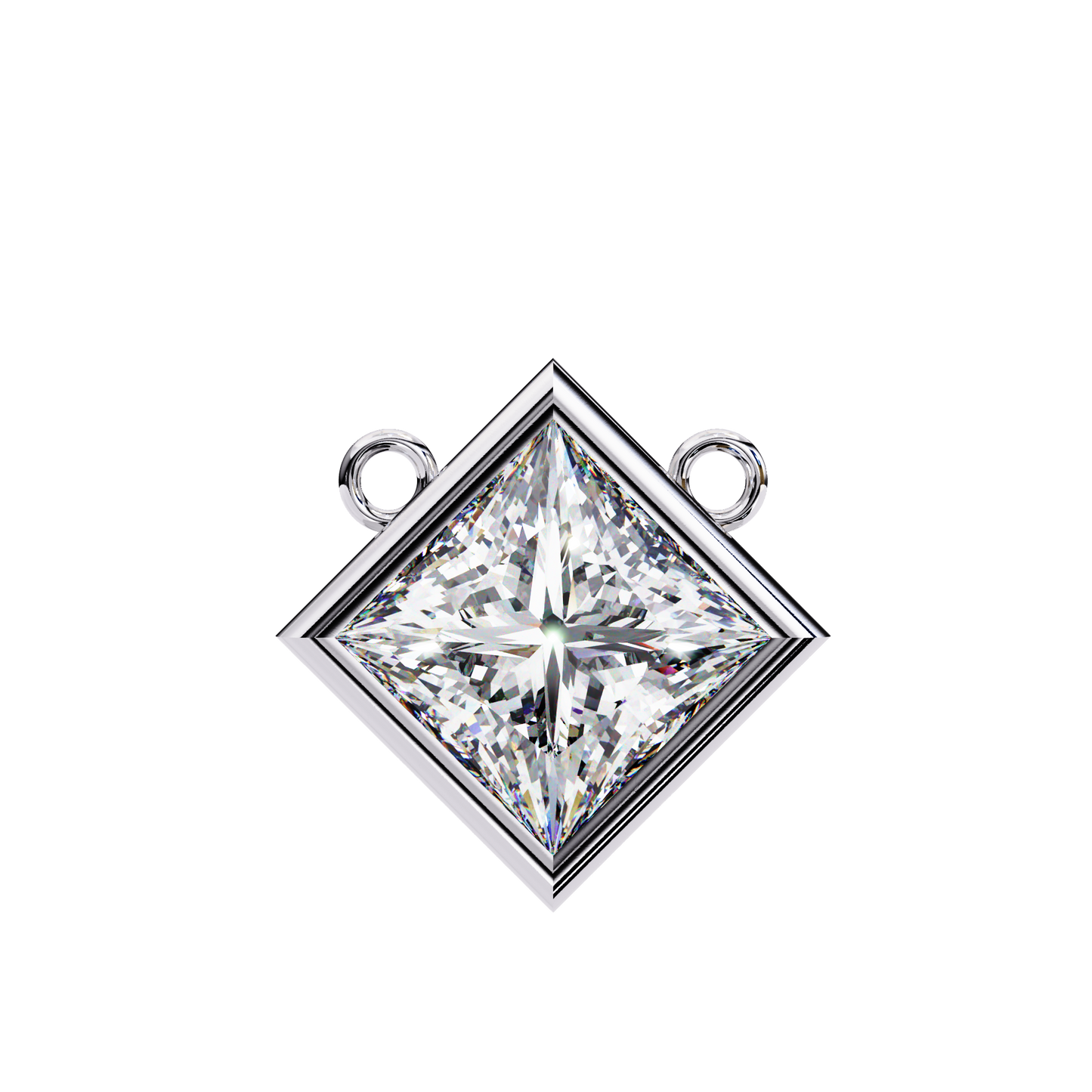 2.00 CT Princess-Cut Lab-Grown Diamond Bezel Pendant Necklace in 14K Gold & Platinum