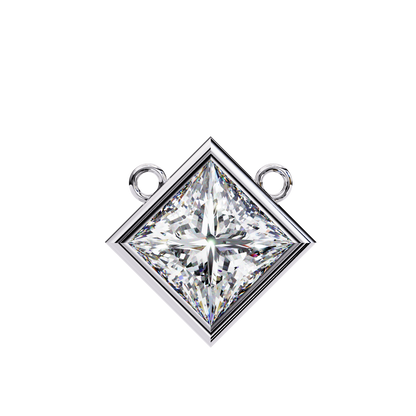 2.00 CT Princess-Cut Lab-Grown Diamond Bezel Pendant Necklace in 14K Gold & Platinum
