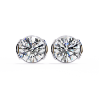 2.57 CTW Round Lab-Grown Diamond Semi-Bezel Stud Earrings in 14K Gold — product image 6