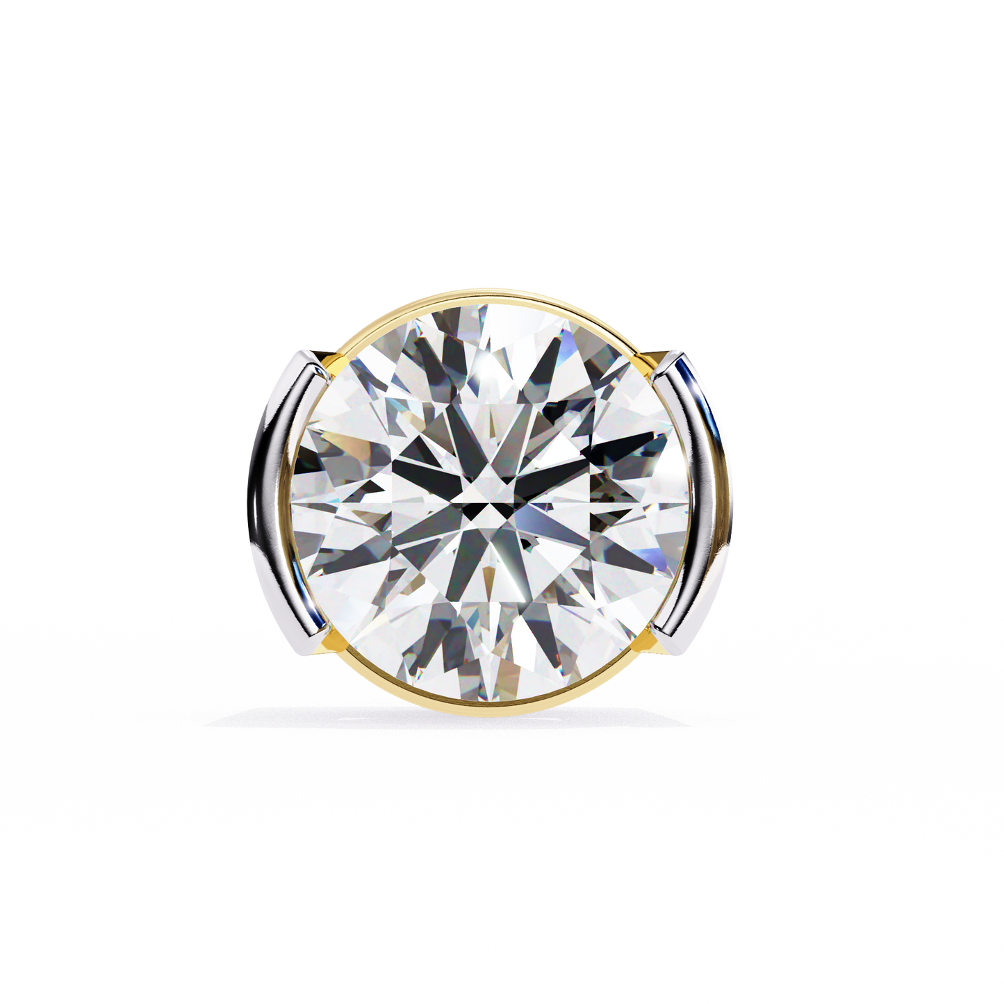 2.57 CTW Round Lab-Grown Diamond Semi-Bezel Stud Earrings in 14K Gold