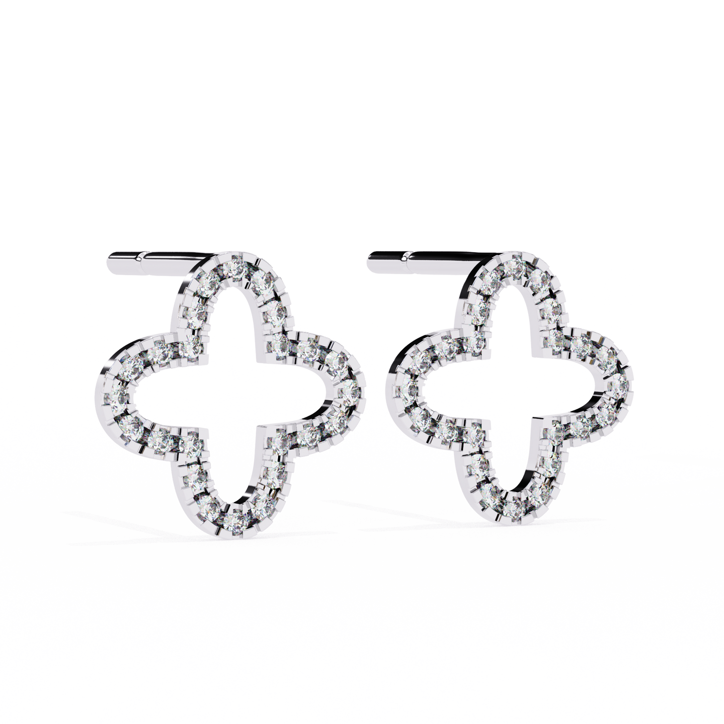 0.24 CTW Lab-Grown Diamond Open Clover Earrings in 14K Gold