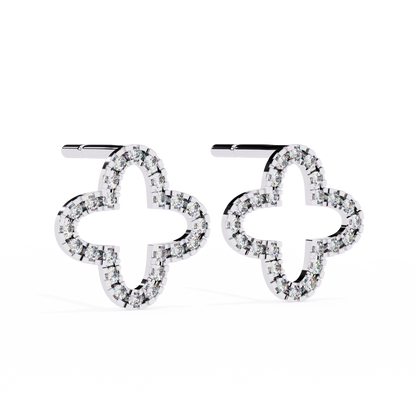 0.24 CTW Lab-Grown Diamond Open Clover Earrings in 14K Gold