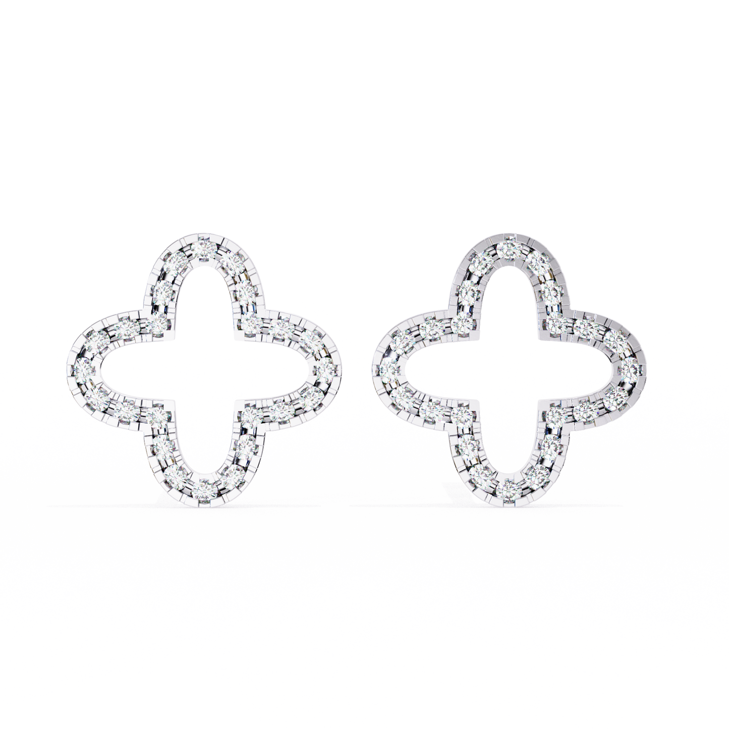 0.24 CTW Lab-Grown Diamond Open Clover Earrings in 14K Gold