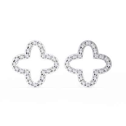 0.24 CTW Lab-Grown Diamond Open Clover Earrings in 14K Gold