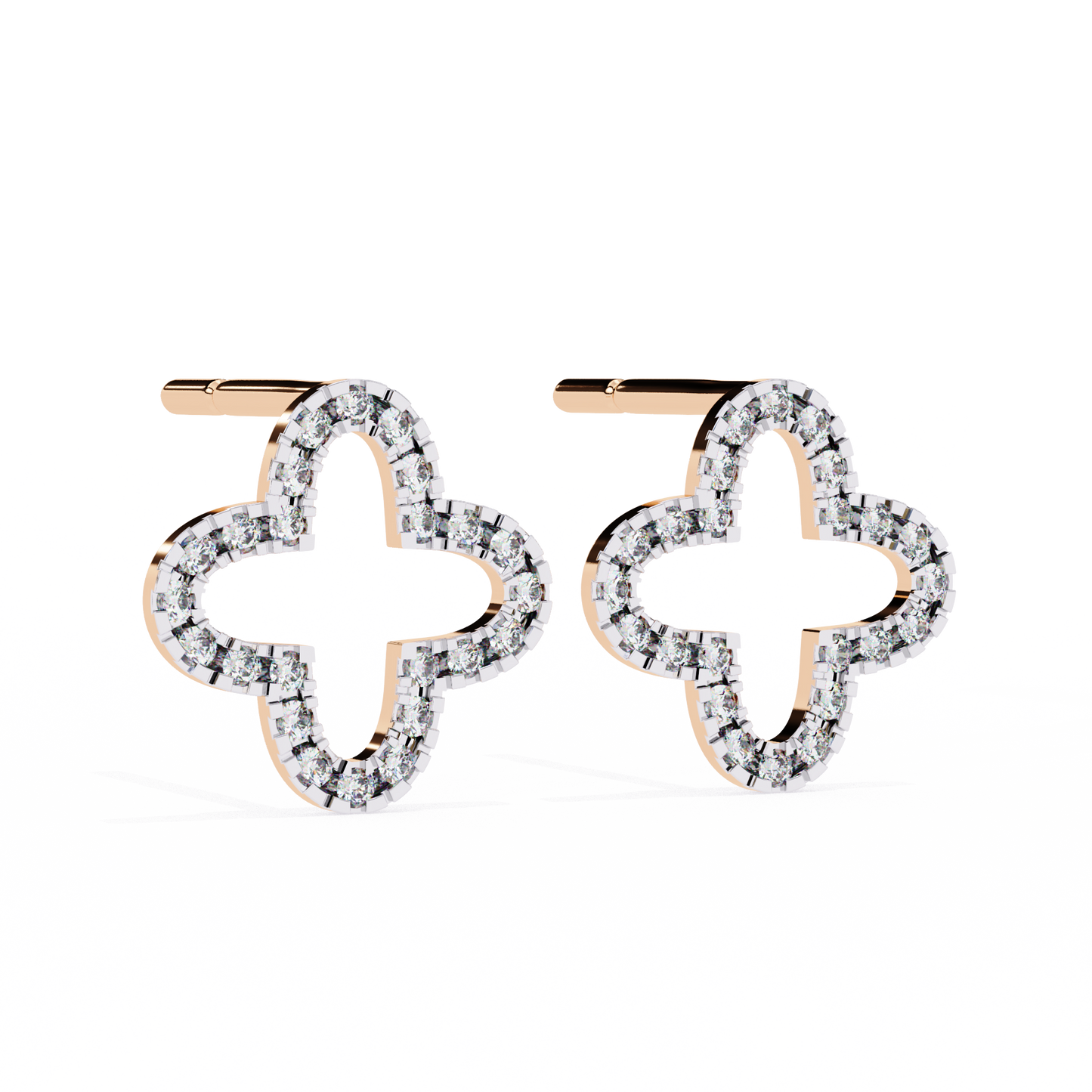 0.24 CTW Lab-Grown Diamond Open Clover Earrings in 14K Gold