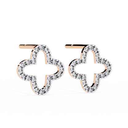 0.24 CTW Lab-Grown Diamond Open Clover Earrings in 14K Gold