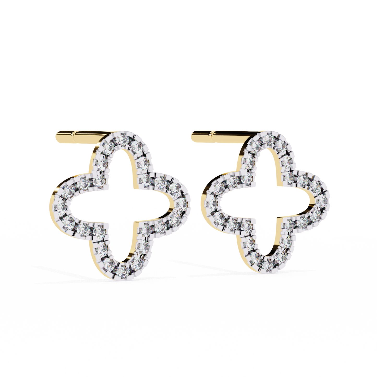 0.24 CTW Lab-Grown Diamond Open Clover Earrings in 14K Gold