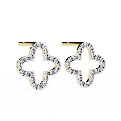 0.24 CTW Lab-Grown Diamond Open Clover Earrings in 14K Gold