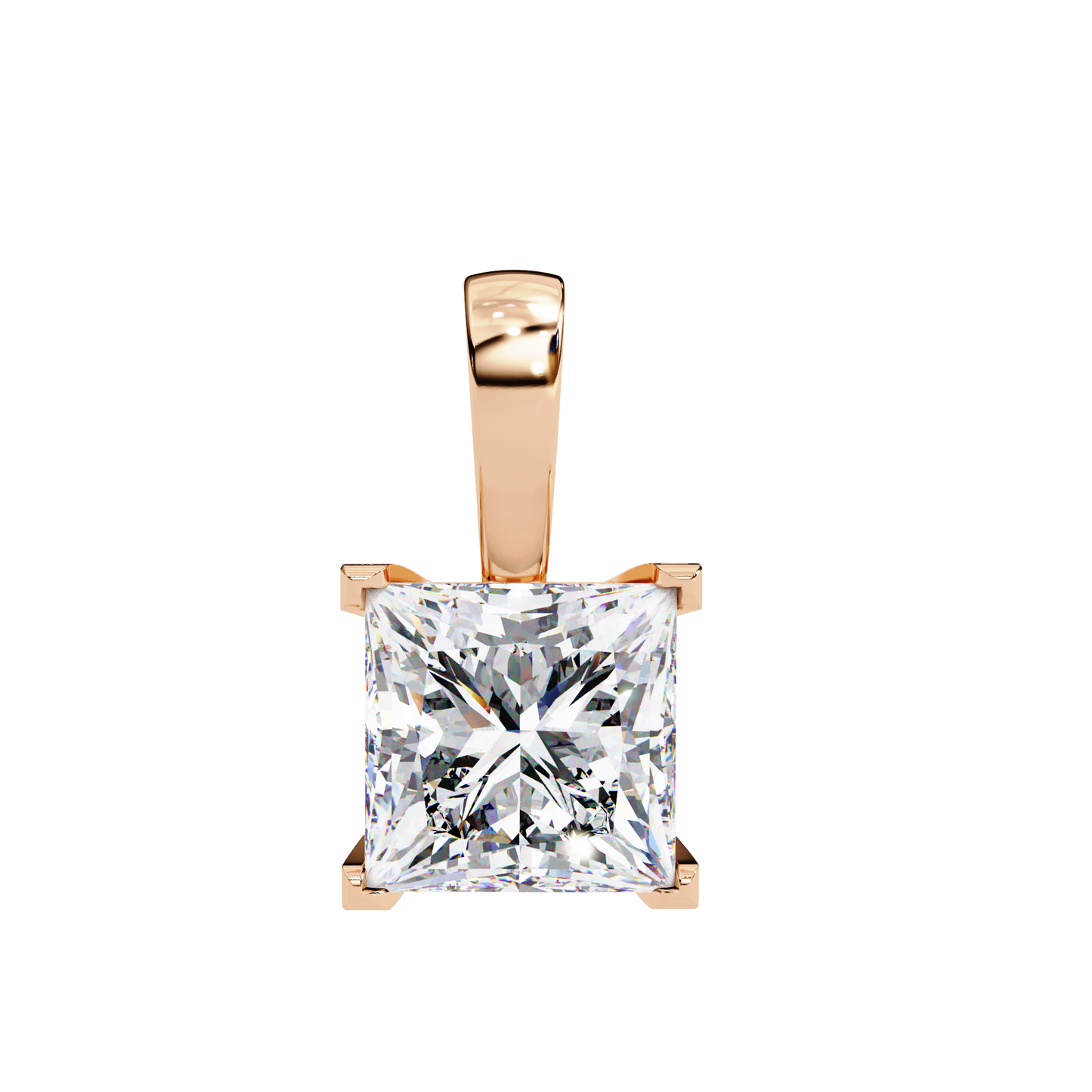 2.60 CT Princess-Cut Lab-Grown Diamond Filigree Pendant Necklace in 14K Gold & Platinum