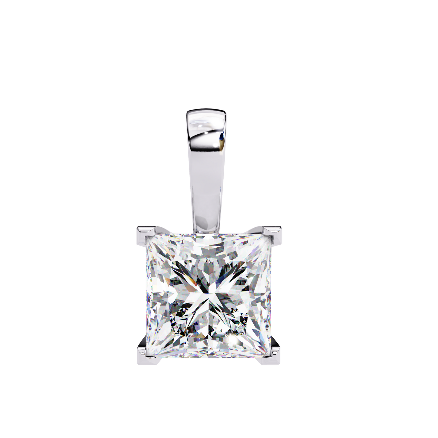 2.60 CT Princess-Cut Lab-Grown Diamond Filigree Pendant Necklace in 14K Gold & Platinum