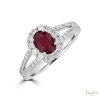 5 ct. -Stone Oval Ruby & Diamond Ring | Lab Grown | 14K Gold & Platinum