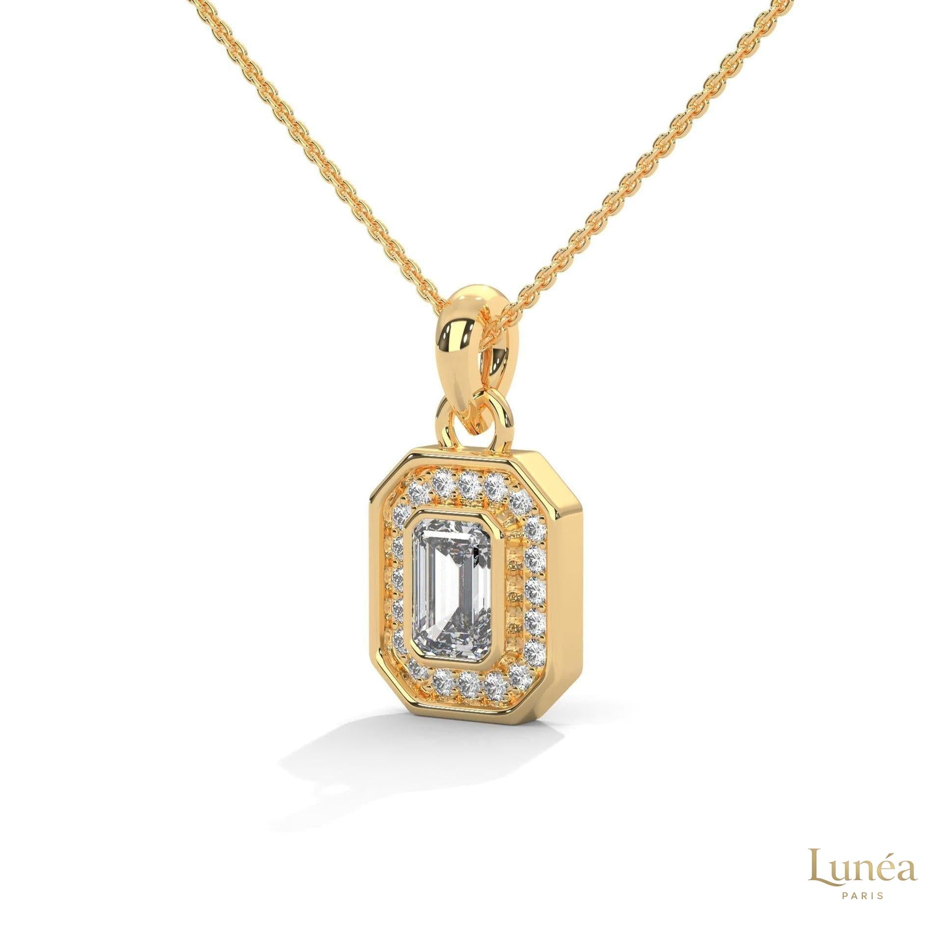 1.0 CT. Emerald-Cut Diamond Halo Pendant