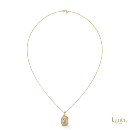 1.0 CT. Emerald-Cut Diamond Halo Pendant