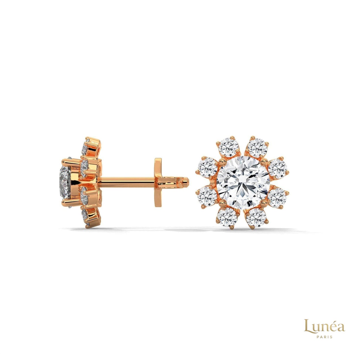1.0 CT. Round Floral Diamond Studs