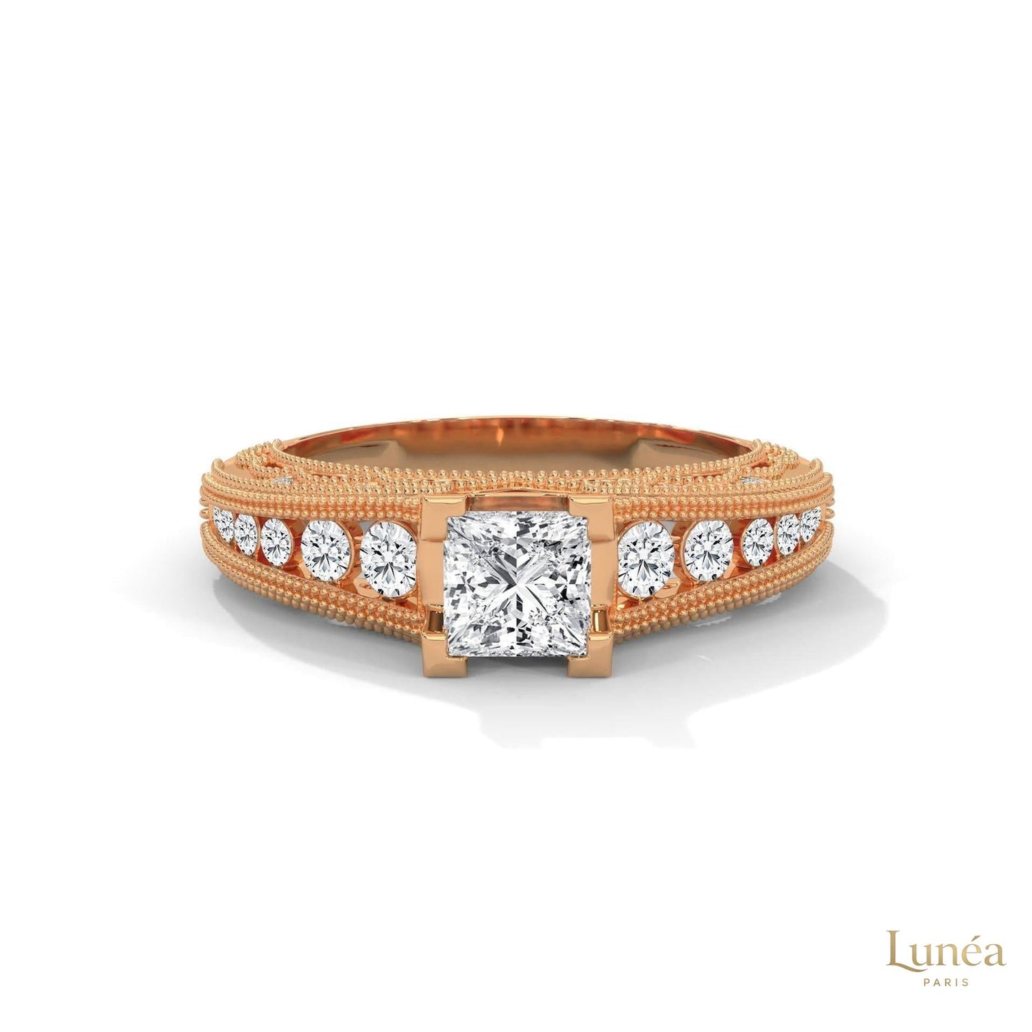 1.0 Ct. Princess-Cut Lab Diamond Engagement Ring
