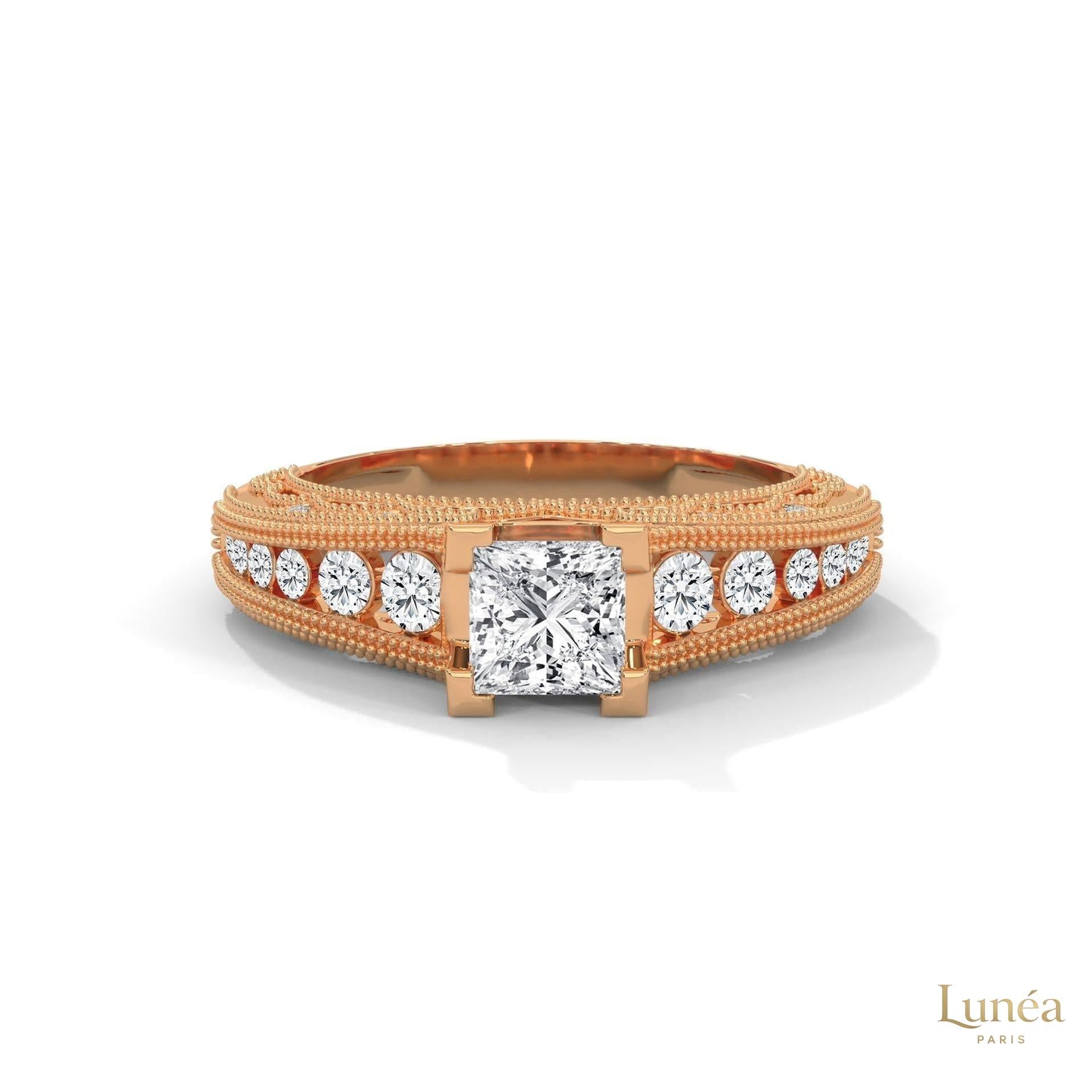 1.0 Ct. Princess-Cut Lab Diamond Engagement Ring