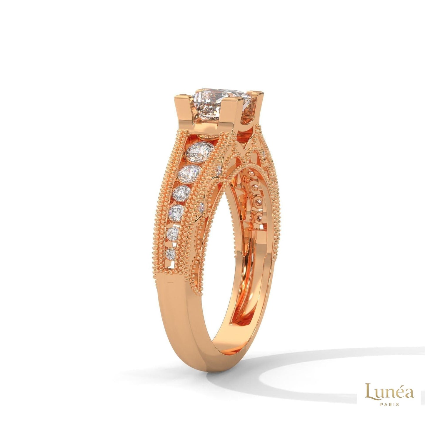 1.0 Ct. Princess-Cut Lab Diamond Engagement Ring