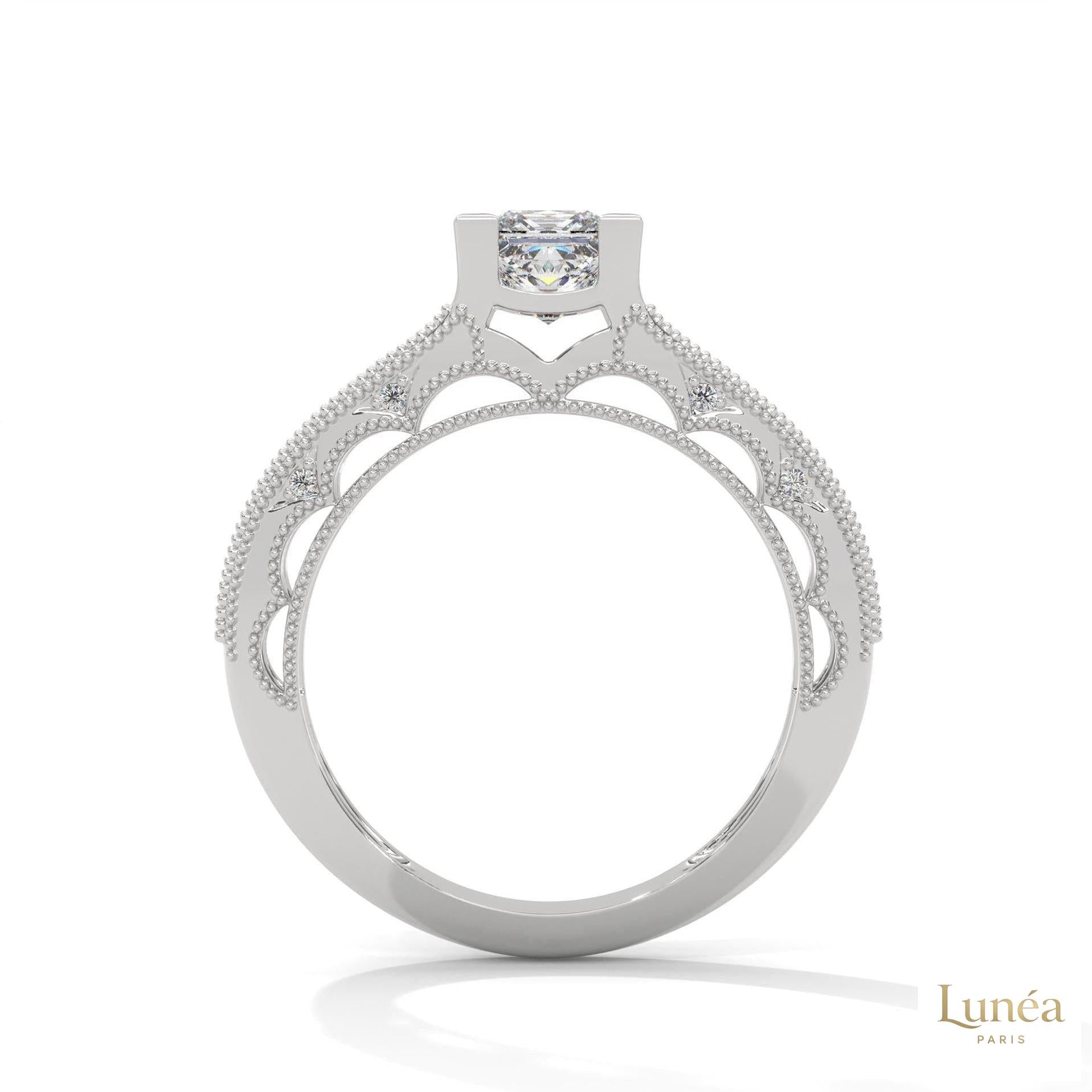 1.0 Ct. Princess-Cut Lab Diamond Engagement Ring