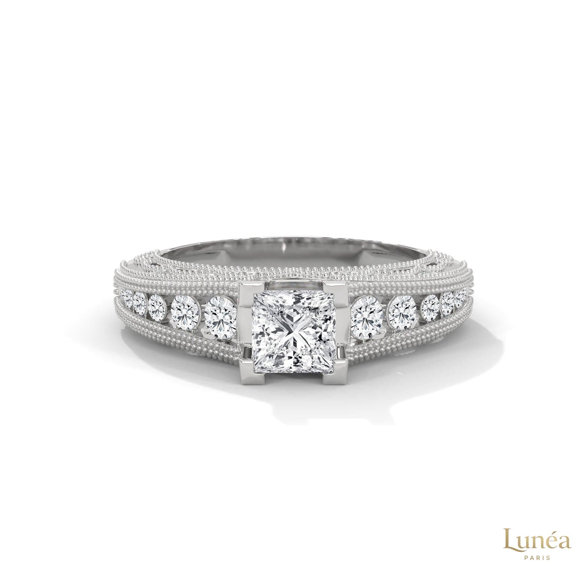 1.0 Ct. Princess-Cut Lab Diamond Engagement Ring