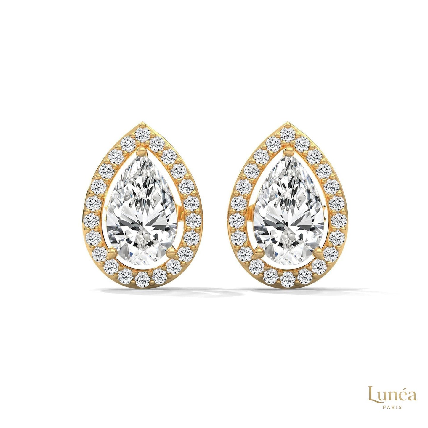 1.09 CT. Pear Diamond Halo Stud Earrings